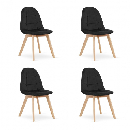 Scaune - Set 4 scaune bucatarie/living, Artool, Bora, catifea, lemn, negru, 44.5x54x81.5 cm
