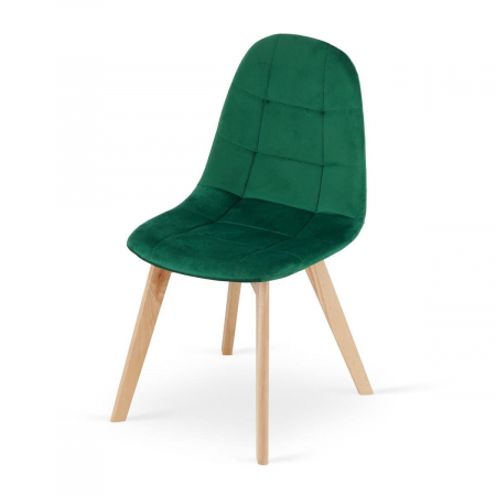 Set 4 scaune bucatarie/living, Artool, Bora, catifea, lemn, verde, 44.5x54x81.5 cm [3]