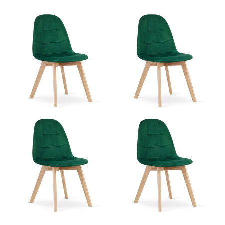 Scaune - Set 4 scaune bucatarie/living, Artool, Bora, catifea, lemn, verde, 44.5x54x81.5 cm