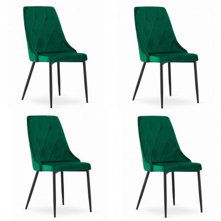 Scaune - Set 4 scaune bucatarie/living, Artool, Imola, catifea, metal, verde, 48.5x61x93.5 cm