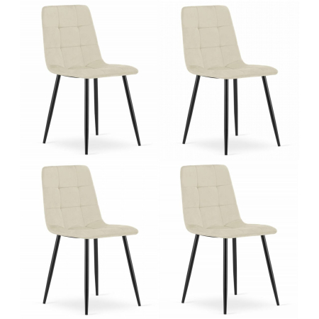 Scaune - Set 4 scaune bucatarie/living, Artool, Kara, catifea, metal, bej si negru, 44.5x50.5x87 cm