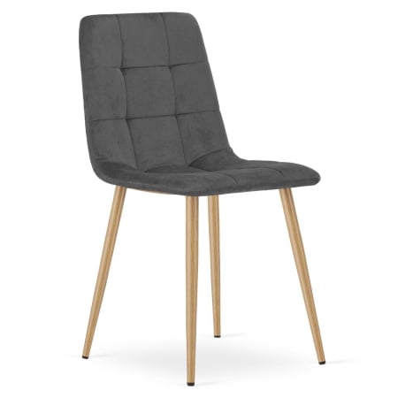 Set 4 scaune bucatarie/living, Artool, Kara, catifea, metal, gri si natur, 44.5x50.5x87 cm [2]