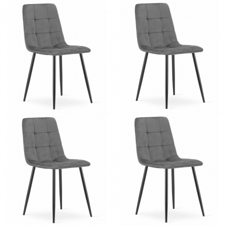 Scaune - Set 4 scaune bucatarie/living, Artool, Kara, catifea, metal, gri si negru, 44.5x50.5x87 cm