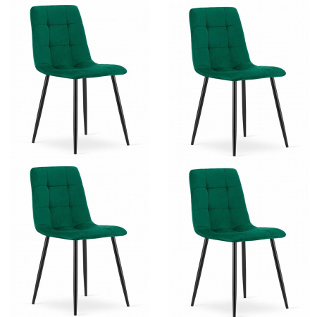 Scaune - Set 4 scaune bucatarie/living, Artool, Kara, catifea, metal, verde si negru, 44.5x50.5x87 cm