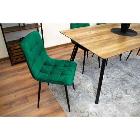Set 4 scaune bucatarie/living, Artool, Kara, catifea, metal, verde si negru, 44.5x50.5x87 cm [4]