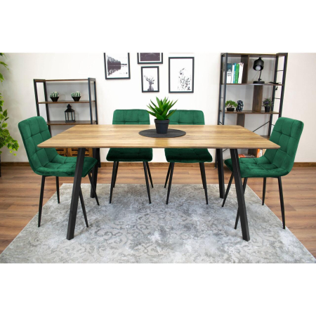 Set 4 scaune bucatarie/living, Artool, Kara, catifea, metal, verde si negru, 44.5x50.5x87 cm [5]