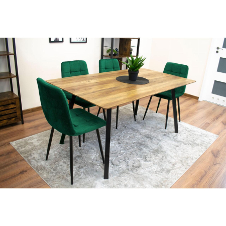Set 4 scaune bucatarie/living, Artool, Kara, catifea, metal, verde si negru, 44.5x50.5x87 cm [7]