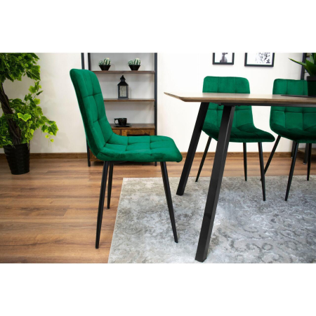 Set 4 scaune bucatarie/living, Artool, Kara, catifea, metal, verde si negru, 44.5x50.5x87 cm [6]