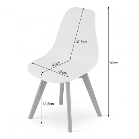 Set 4 scaune bucatarie/living, Artool, Kito, PP, lemn, alb, 46x54.5x80 cm [5]