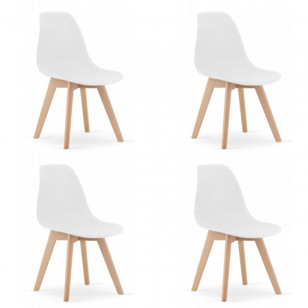 Scaune - Set 4 scaune bucatarie/living, Artool, Kito, PP, lemn, alb, 46x54.5x80 cm