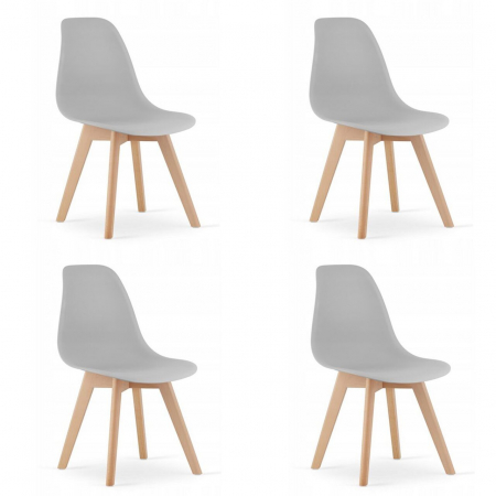 Scaune - Set 4 scaune bucatarie/living, Artool, Kito, PP, lemn, gri, 46x54.5x80 cm