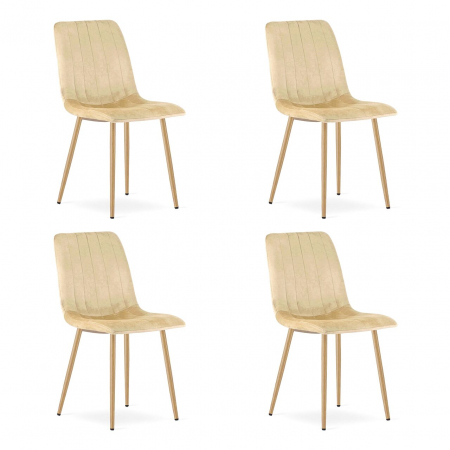 Scaune - Set 4 scaune bucatarie/living, Artool, Lava, catifea, metal, bej, 45x55x86 cm