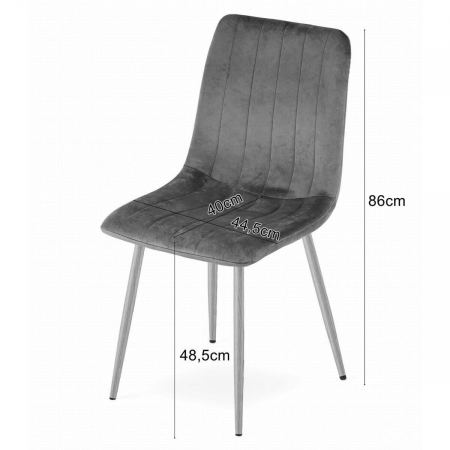 Set 4 scaune bucatarie/living, Artool, Lava, catifea, metal, bej deschis, 45x55x86 cm [4]