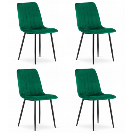 Scaune - Set 4 scaune bucatarie/living, Artool, Lava, catifea, metal, verde si negru, 43x51x90 cm