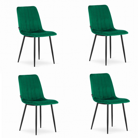 Scaune - Set 4 scaune bucatarie/living, Artool, Lava, catifea, metal, verde si negru, 43x51x90 cm
