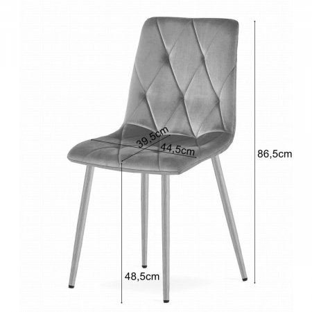 Set 4 scaune bucatarie/living, Artool, Libra, catifea, metal, bej deschis, 45x54x86.5 cm [5]