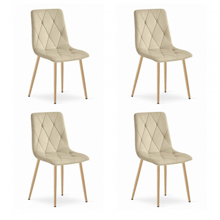 Scaune - Set 4 scaune bucatarie/living, Artool, Libra, catifea, metal, bej deschis, 45x54x86.5 cm