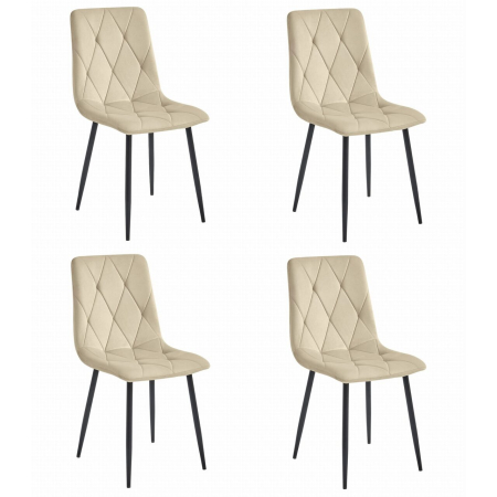 Scaune - Set 4 scaune bucatarie/living, Artool, Libra, catifea, metal, bej si negru, 44x40x88.5 cm