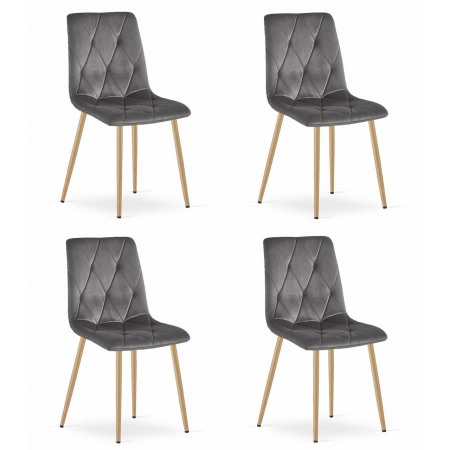 Scaune - Set 4 scaune bucatarie/living, Artool, Libra, catifea, metal, gri si natur, 45x54x86.5 cm