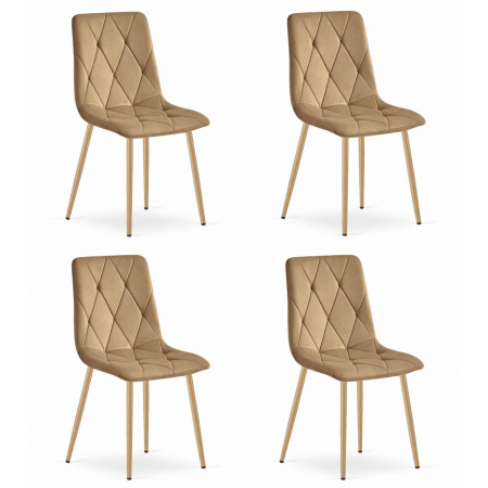 Scaune - Set 4 scaune bucatarie/living, Artool, Libra, catifea, metal, maro, 45x54x86.5 cm