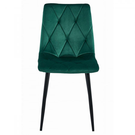 Set 4 scaune bucatarie/living, Artool, Libra, catifea verde, picioare metal negru, 44x40x88.5 cm [4]