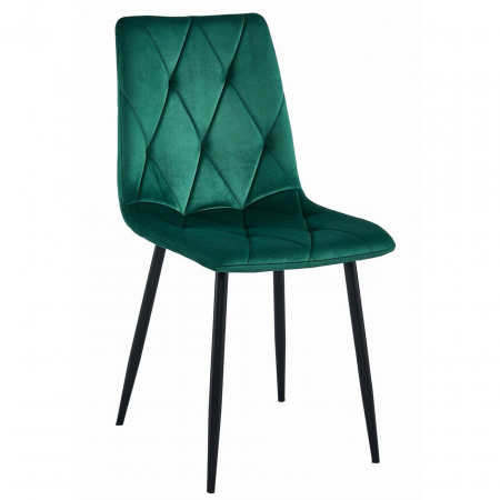 Set 4 scaune bucatarie/living, Artool, Libra, catifea, metal, verde si negru, 44x40x88.5 cm [5]