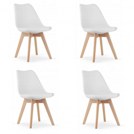 Scaune - Set 4 scaune bucatarie/living, Artool, Mark, PP, lemn, alb, 49x43x82 cm