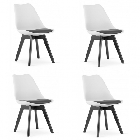 Scaune - Set 4 scaune bucatarie/living, Artool, Mark, PP, lemn, alb si negru, perna neagra, 49x43x82 cm