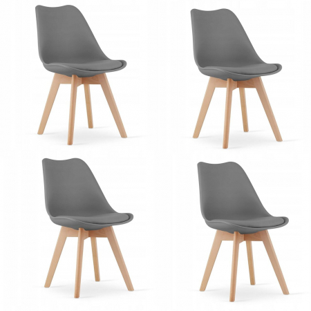 Scaune - Set 4 scaune bucatarie/living, Artool, Mark, PP, lemn, grafit, 49x43x82 cm