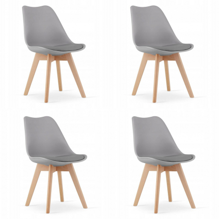 Scaune - Set 4 scaune bucatarie/living, Artool, Mark, PP, lemn, gri, 49x42x82 cm