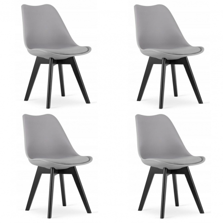 Scaune - Set 4 scaune bucatarie/living, Artool, Mark, PP, lemn, gri si negru, 49x55.5x82.5 cm