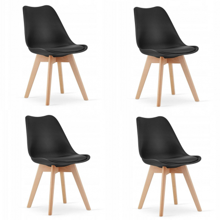 Scaune - Set 4 scaune bucatarie/living, Artool, Mark, PP, lemn, negru, 49x43x82 cm