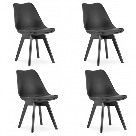 Scaune - Set 4 scaune bucatarie/living, Artool, Mark, PP, lemn, negru, picioare negre, 49x55.5x82.5 cm