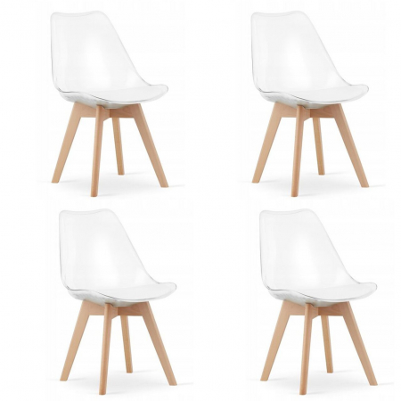 Scaune - Set 4 scaune bucatarie/living, Artool, Mark, PP, lemn, transparent, 49x42x82.5 cm