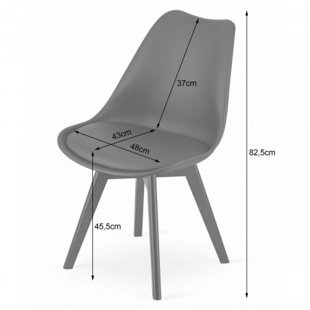 Set 4 scaune bucatarie/living, Artool, Mark, PP, lemn, transparent si negru, 49x43x82 cm [2]