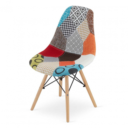 Set 4 scaune bucatarie/living, Artool, seul, textil, lemn, mozaic multicolor, 46.5x56.5x82.5 cm [2]