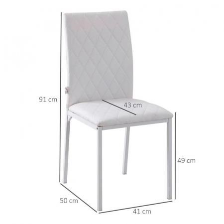 Set 4 scaune bucatarie/living, Ethel, piele ecologica, metal, alb, 41x50x91 cm [8]