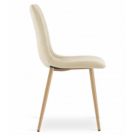 Set 4 scaune bucatarie/living, Lava, catifea, metal, bej deschis si natur, 45x55x86 cm [3]