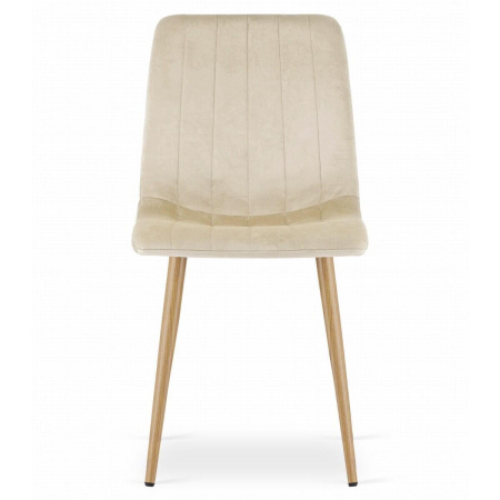 Set 4 scaune bucatarie/living, Lava, catifea, metal, bej deschis si natur, 45x55x86 cm [7]