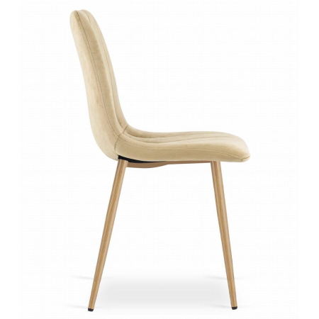 Set 4 scaune bucatarie/living, Lava, catifea, metal, bej si natur, 45x55x86 cm [3]