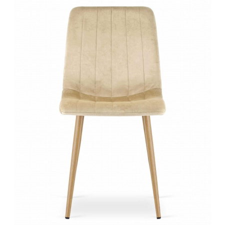 Set 4 scaune bucatarie/living, Lava, catifea, metal, bej si natur, 45x55x86 cm [7]