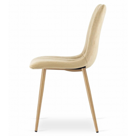 Set 4 scaune bucatarie/living, Lava, catifea, metal, bej si natur, 45x55x86 cm [6]