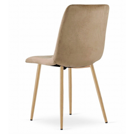 Set 4 scaune bucatarie/living, Artool, Lava, catifea maro, picioare metal natur, 45x55x86 cm [5]