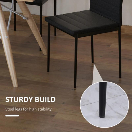 Set 4 scaune bucatarie/living, Tay, poliester, metal, negru, 41x50x97 cm [3]