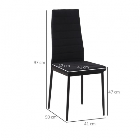 Set 4 scaune bucatarie/living, Tay, poliester, metal, negru, 41x50x97 cm [6]