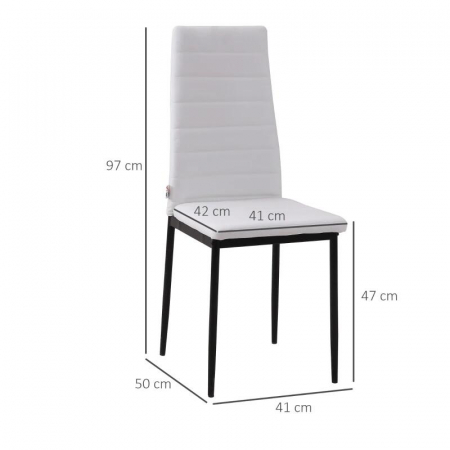 Set 4 scaune bucatarie/living, Tomlo, poliester, metal, alb si negru, 41x50x97 cm [6]