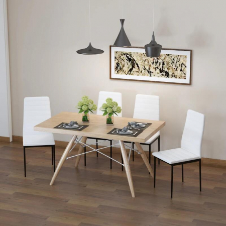 Set 4 scaune bucatarie/living, Tomlo, poliester, metal, alb si negru, 41x50x97 cm [7]