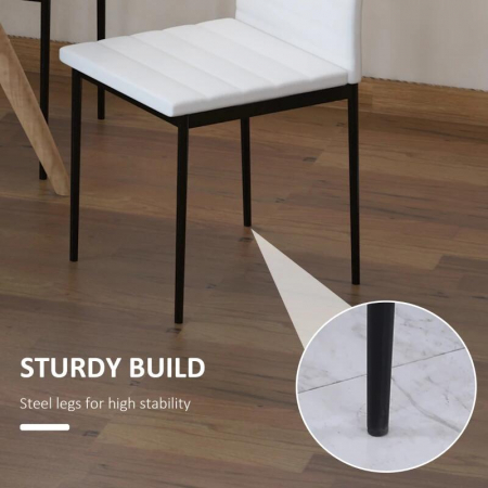 Set 4 scaune bucatarie/living, Tomlo, poliester, metal, alb si negru, 41x50x97 cm [3]