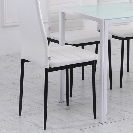Set 4 scaune bucatarie/living, Tomlo, poliester, metal, alb si negru, 41x50x97 cm [1]