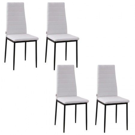 Scaune - Set 4 scaune bucatarie/living, Tomlo, poliester, metal, alb si negru, 41x50x97 cm